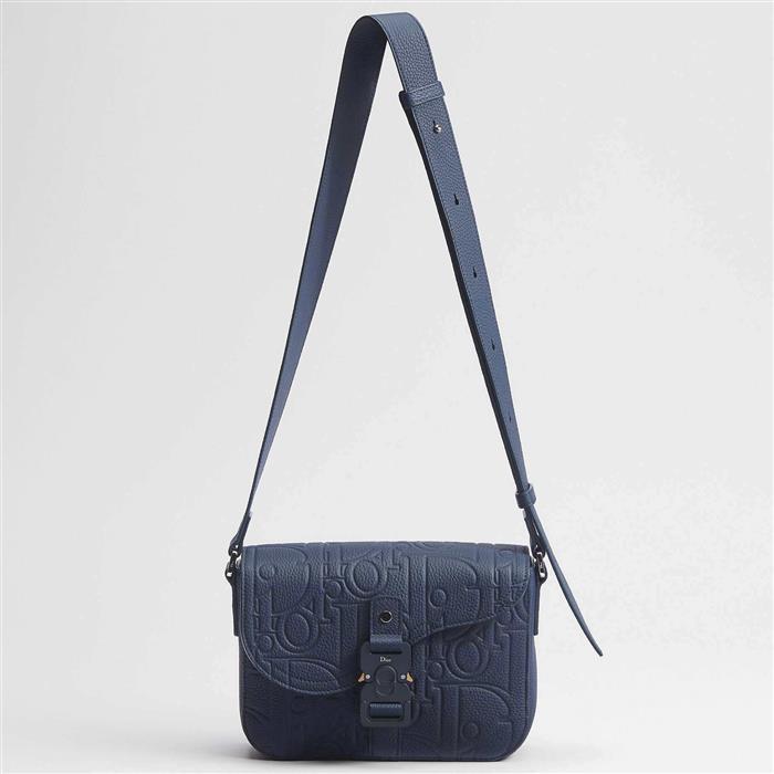 DIOR Saddle Flap Messenger Bag Small Crossbody Leather Black