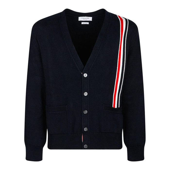 THOM BROWNE Men’s RWB Intarsia Cotton Cardigan Navy