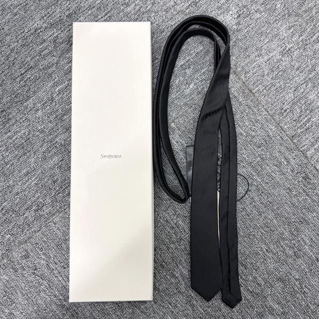 Saint Laurent Monogram Silk Narrow Tie Black
