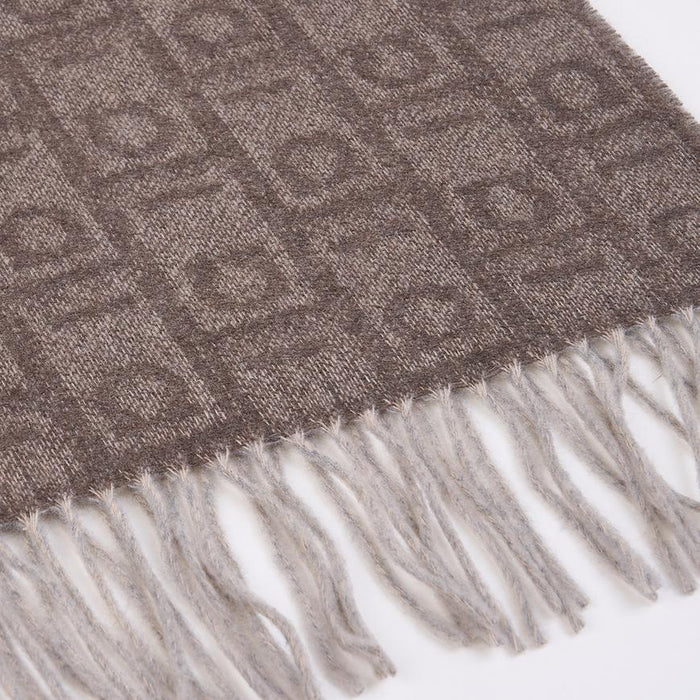 Ferragamo Monogram Wool Scarf Clay Stone Beige Women’s