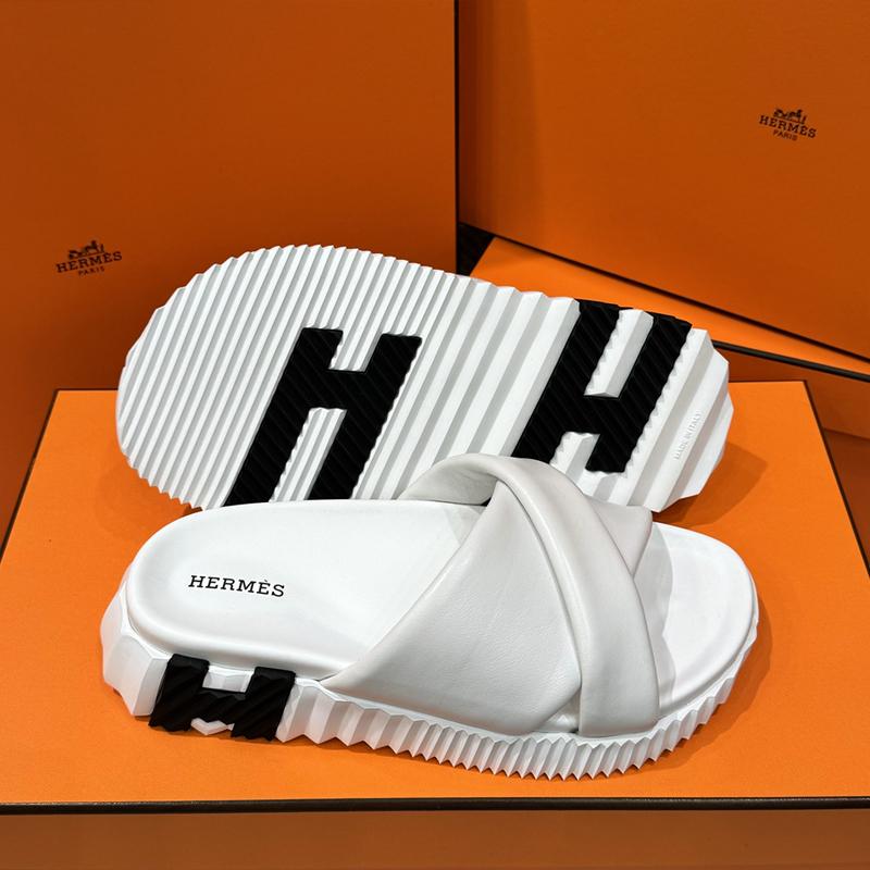 HERMES White Black Calfskin Infra Sandals Low-Top Sneakers