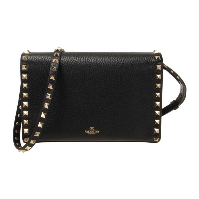 VALENTINO Small Rockstud Leather Crossbody Bag Black 5W2B0181 VSF 0NO