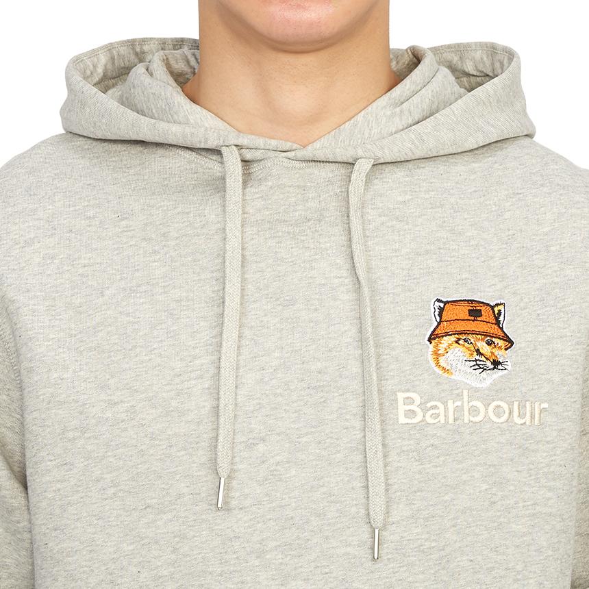 Maison Kitsune Barber Collaboration Fleece Hoodie Unisex Gray