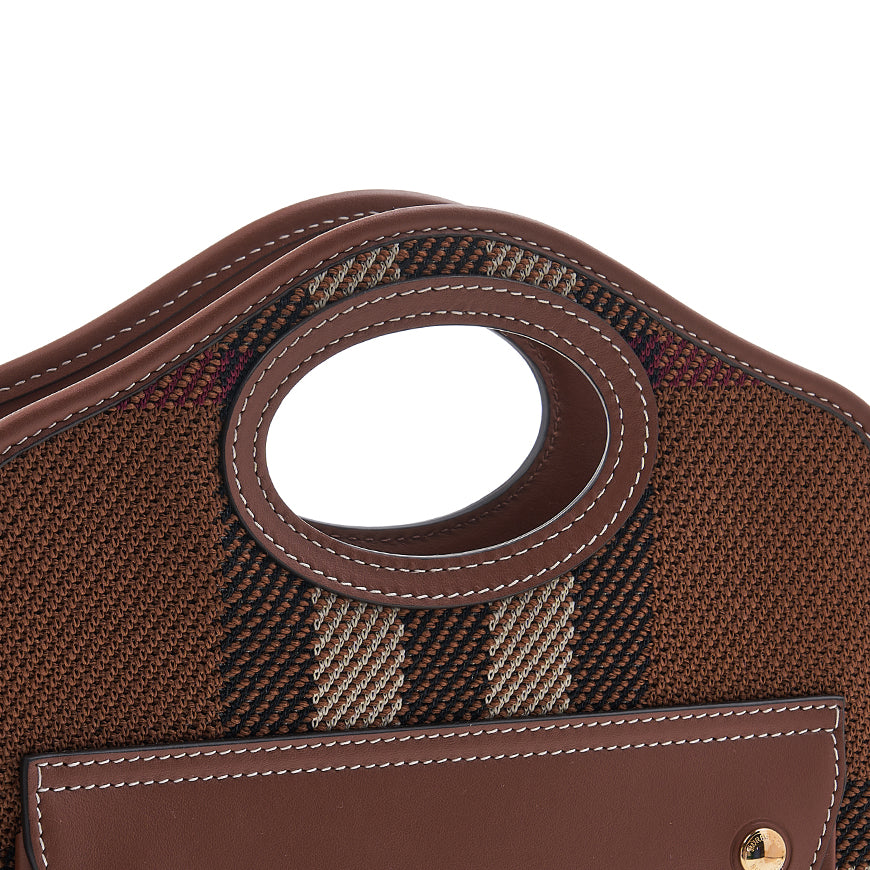 BURBERRY Women's Tartan Check Pocket Tote Bag 8049138 LL MN POCKET BAG KNT A9011