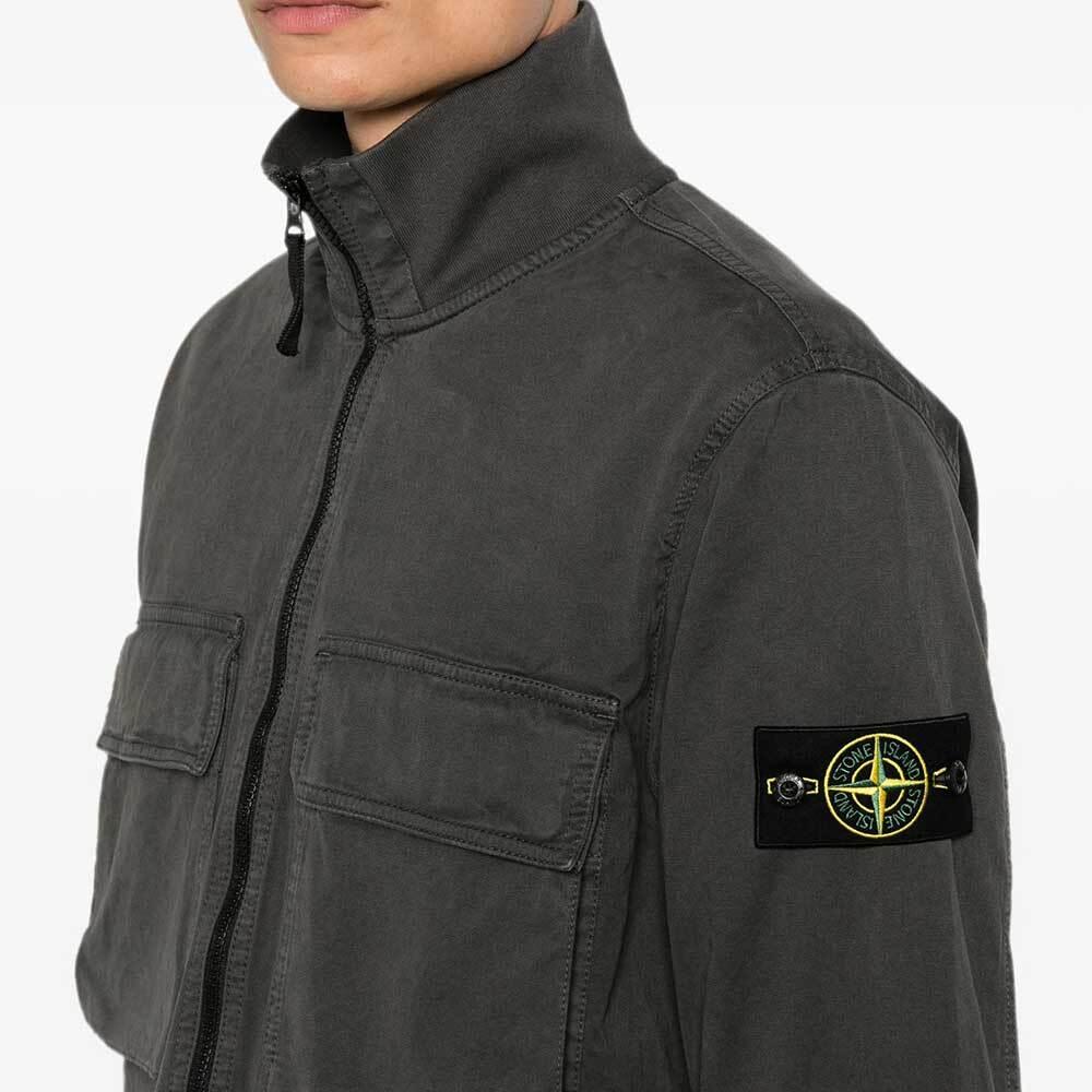 STONE ISLAND Old Effect Stretch Organic Broken Twill Cotton Overshirt Jacket