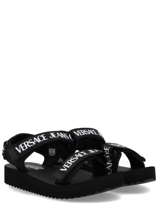 Versace Black Leather Slide Sandals 80VA3SX4 ZS630 899 BLACK DOM