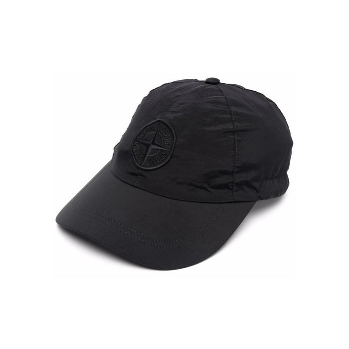 STONE ISLAND Logo Embroidered Nylon Cap Black