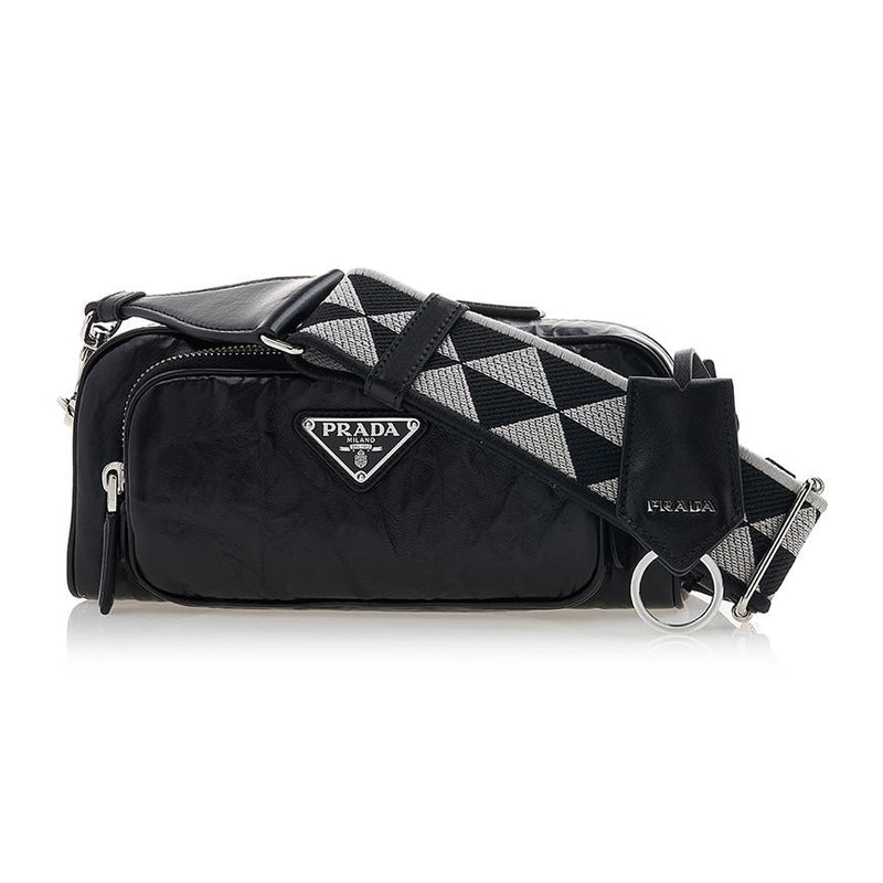 PRADA Multi-Pocket Mini Crossbody Bag Black Leather