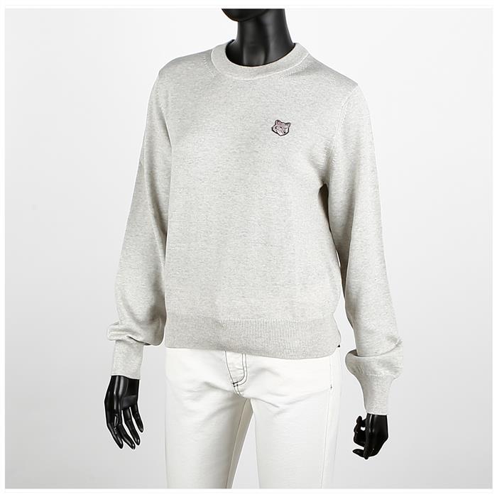 Maison Kitsune Bold Fox Head Patch Crewneck Knit Sweater MW00801KT1036 H120