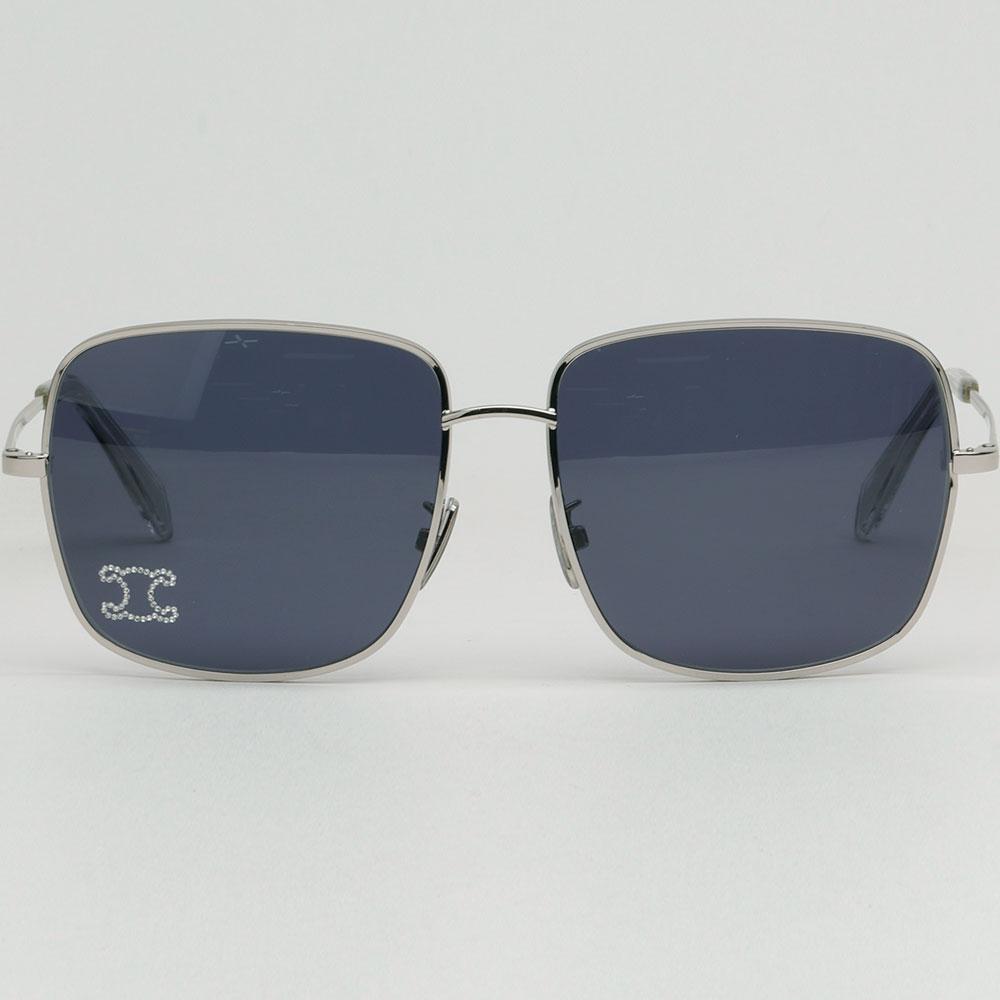 CELINE Square Metal Frame Sunglasses with Crystal Embellishments Un CL40284U 16V