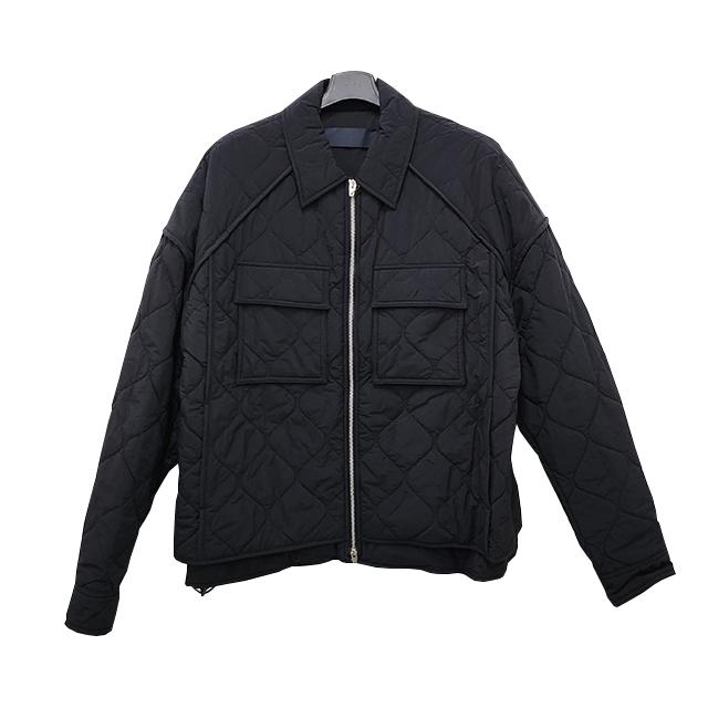 Juun.J Nylon Quilted Padded Shirt Jacket Unisex Black