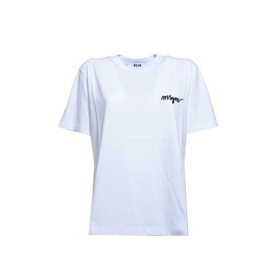 MSGM Embroidered Logo Short Sleeve T-Shirt White Women’s