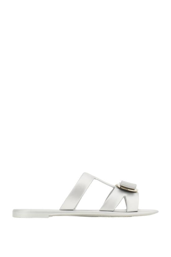 Ferragamo Leather Mule Slippers Sandals for Women 01J325779980 LIGHT GRAY DOM