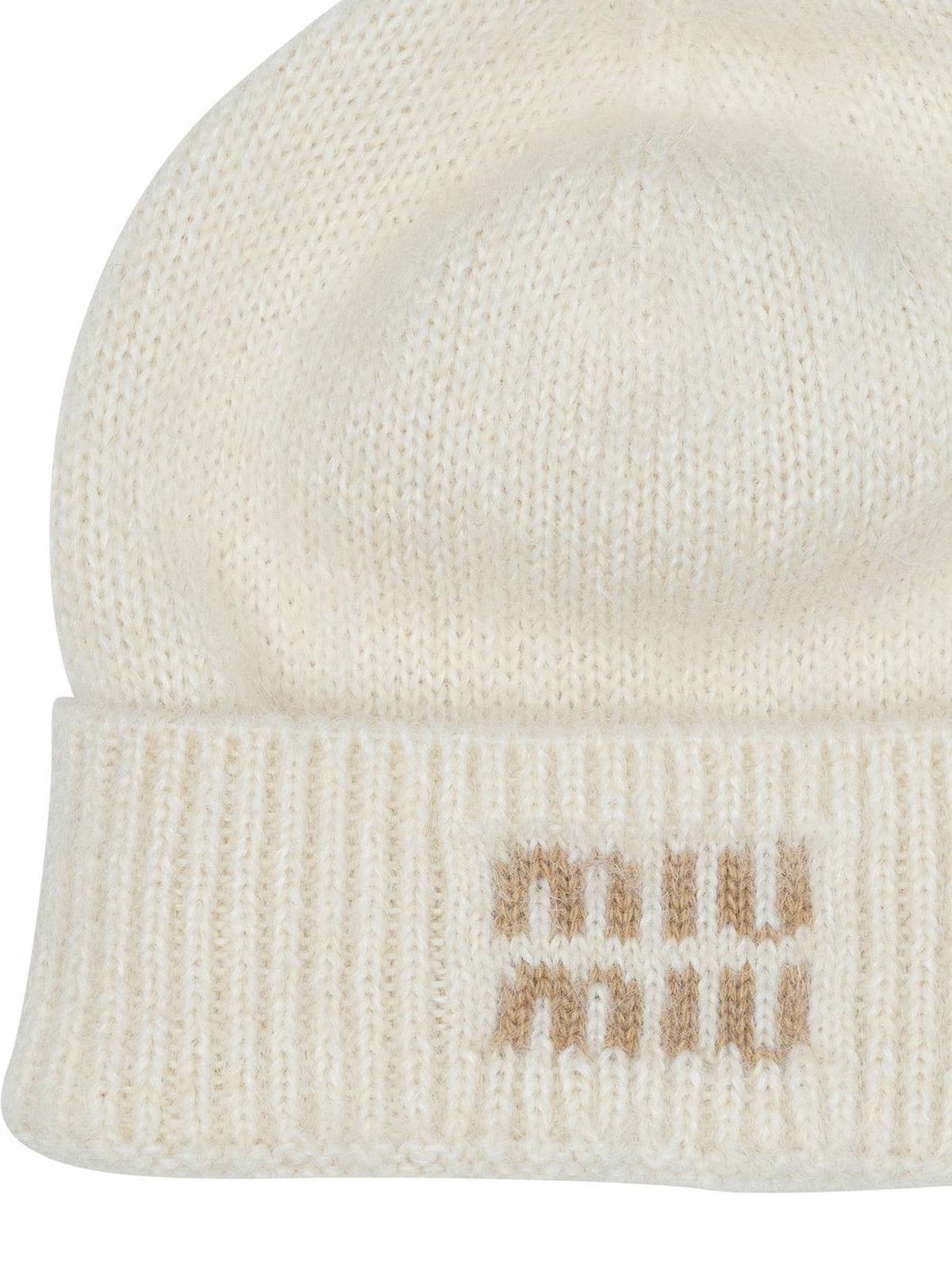 Miu Miu Black Wool Ribbed Beanie