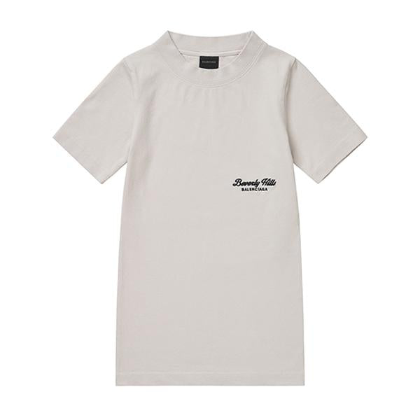 BALENCIAGA Beverly Hills Artwork Logo Embroidered Short Sleeve T-Shirt