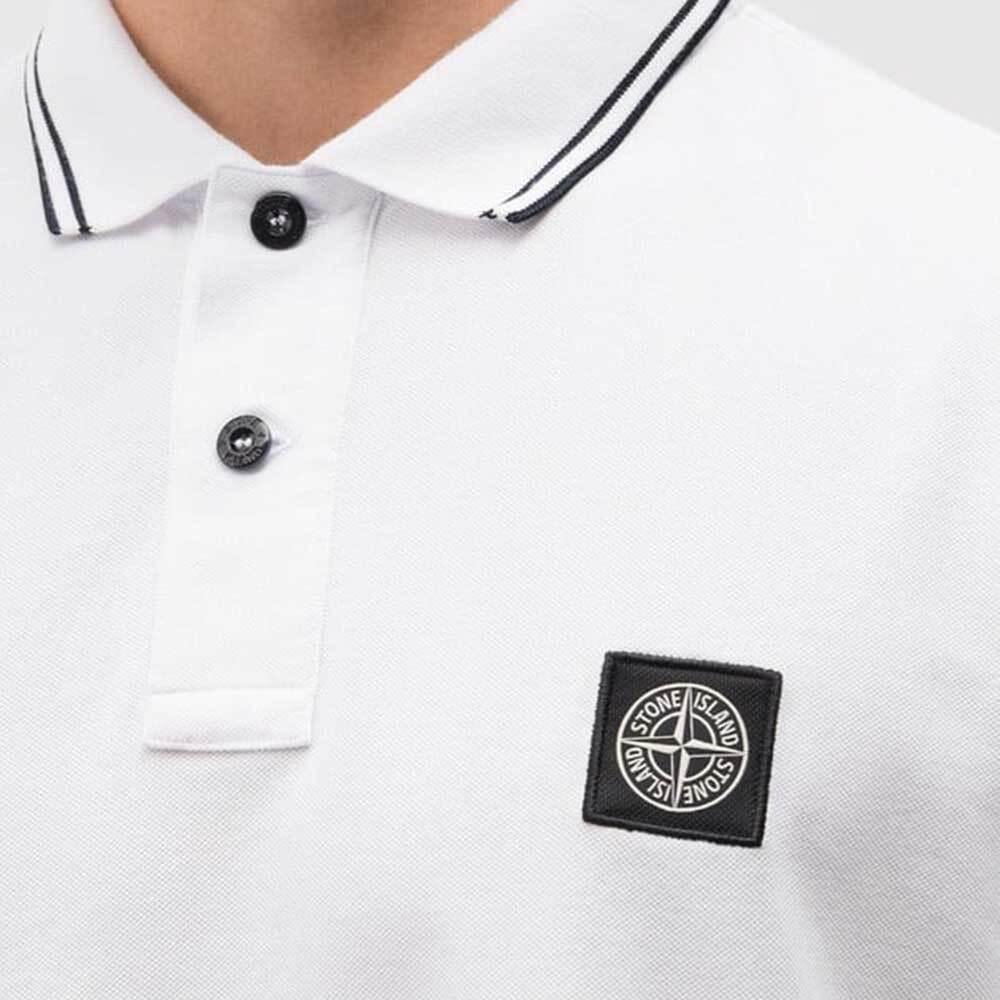 STONE ISLAND Organic Cotton PK Polo Shirt White Men’s 2200010