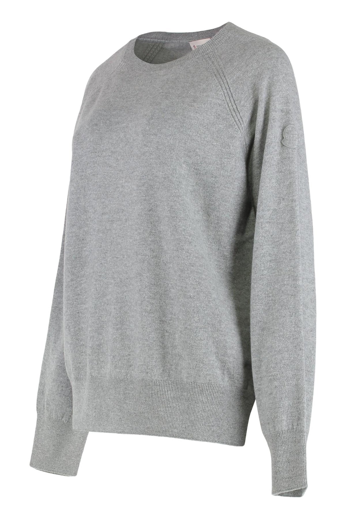 Moncler Wool Blend Round Neck Knit Sweater Ivory
