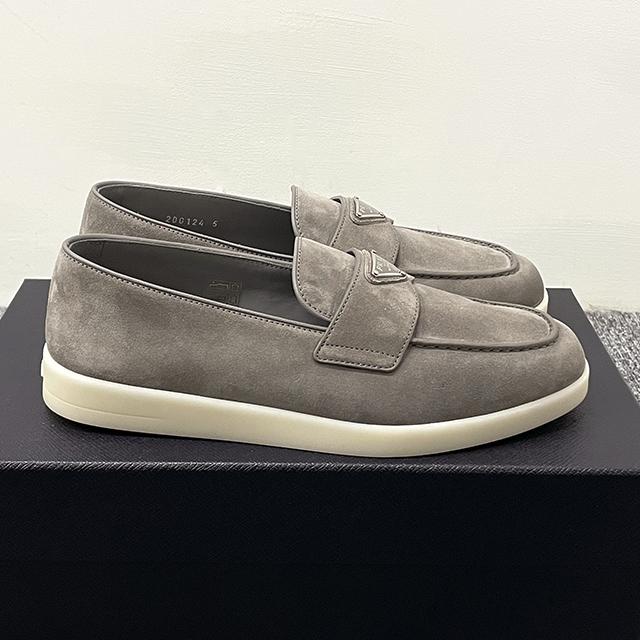 PRADA Men’s Suede Loafers with Triangle Logo Navy