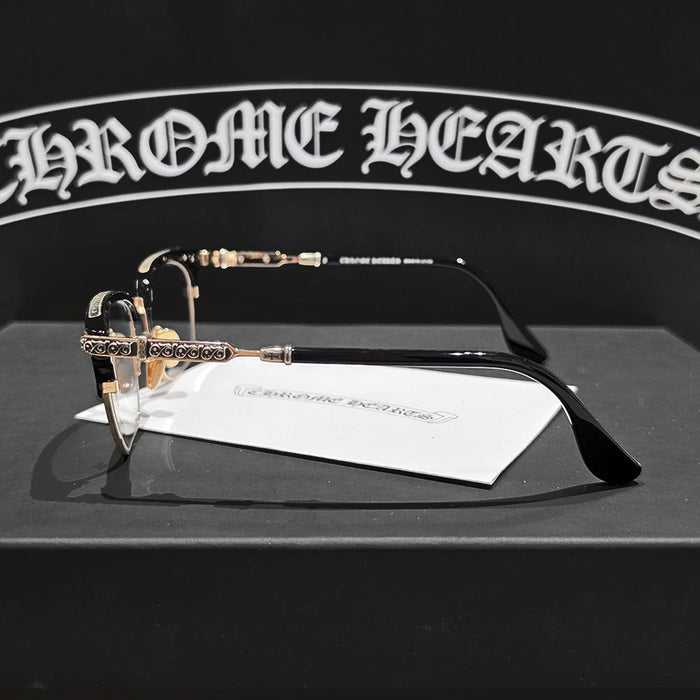 Chrome Hearts Black Gold Plate Vertical Smile 2 Eyeglasses