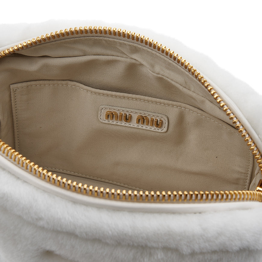 Miu Miu Logo Fluffy Shoulder Bag Black Women’s