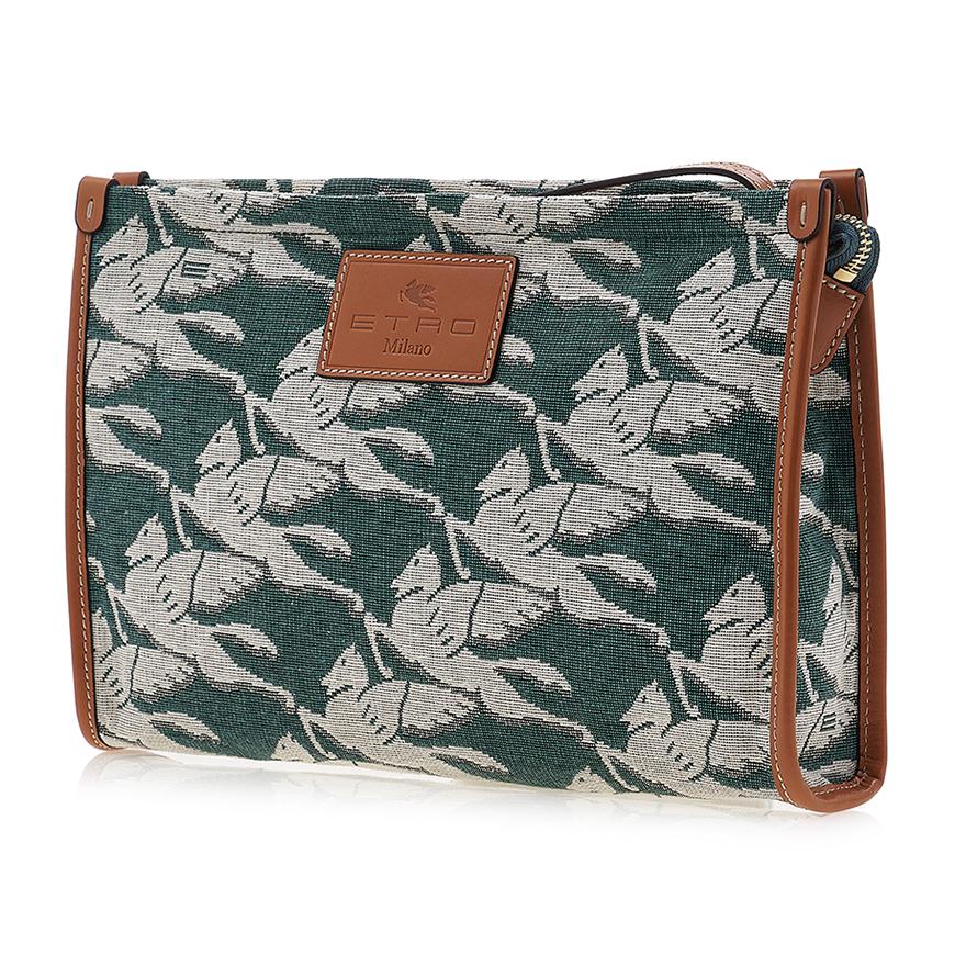 Etro Pegasus Logo Leather Clutch for Women