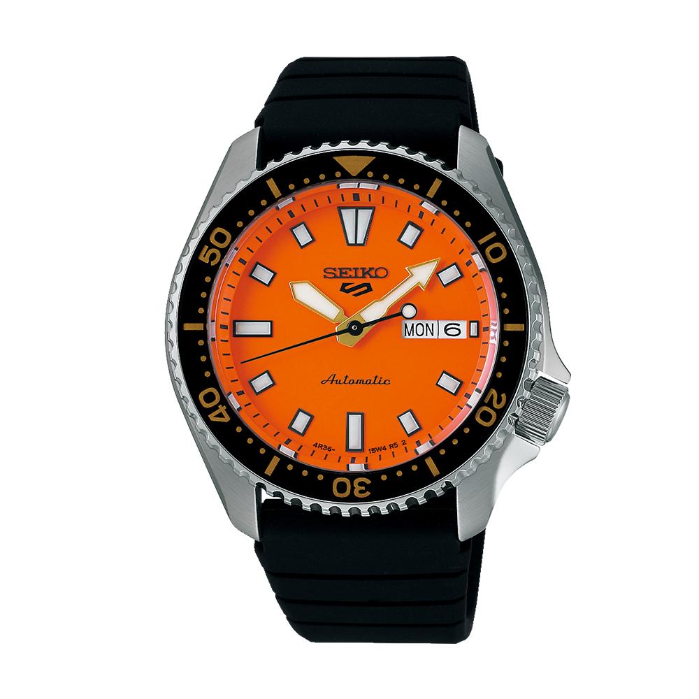 Seiko Orange Black Silicone Resin Men's Watch SRPL89K1