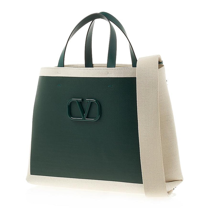 VALENTINO Garavani Signature V Logo Canvas Leather Tote Bag