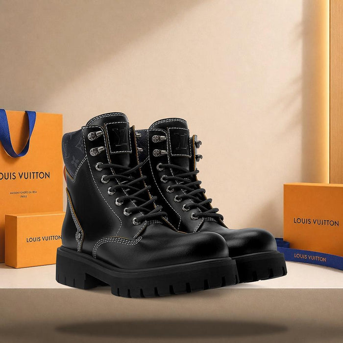 Louis Vuitton Black LV Remix Combat Chelsea Boots