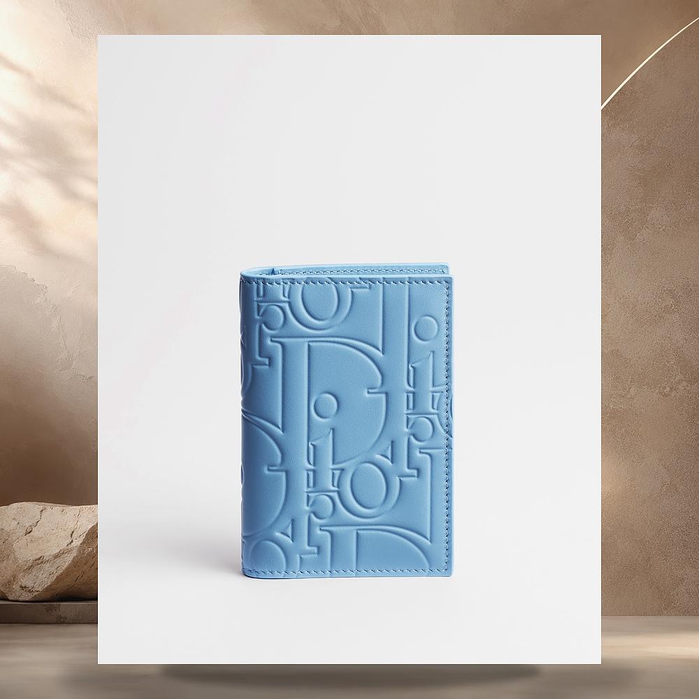 DIOR Light Blue Gravity Smooth Leather Bifold Card Holder 2ESCH207GVMH522