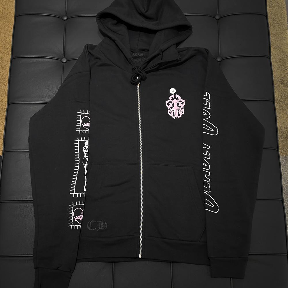 Chrome Hearts Deadly Doll Horseshoe Vine Dagger Zip Hoodie Black