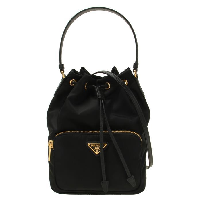 PRADA Re-Nylon Duet Bucket Bag Black Shoulder Bag
