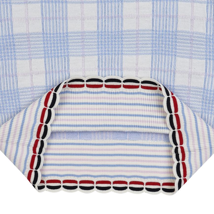 THOM BROWNE Women’s Scallop Edge Check Wool Crewneck Sweater