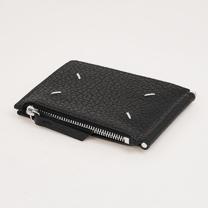 Maison Margiela Four-Stitch Leather Money Clip Wallet Black