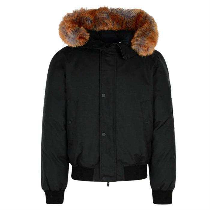 BURBERRY Fur Trim Nylon Bomber Jacket for Men