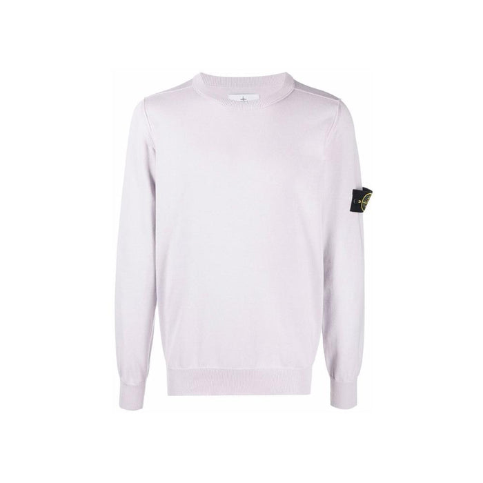 STONE ISLAND Lavender Round Neck Knit Sweater with Logo Patch 7615540B2 V0086