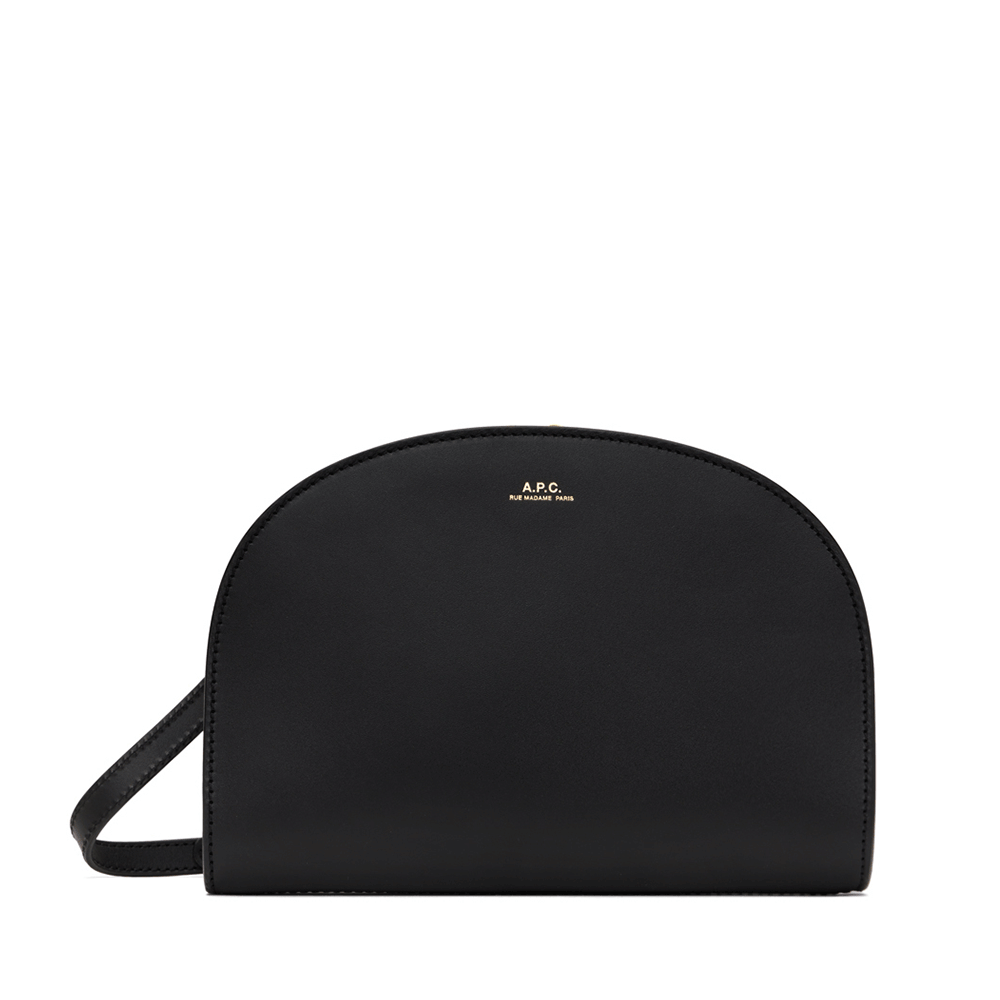 A.P.C. Demi Lune Crossbody Shoulder Bag Black Leather