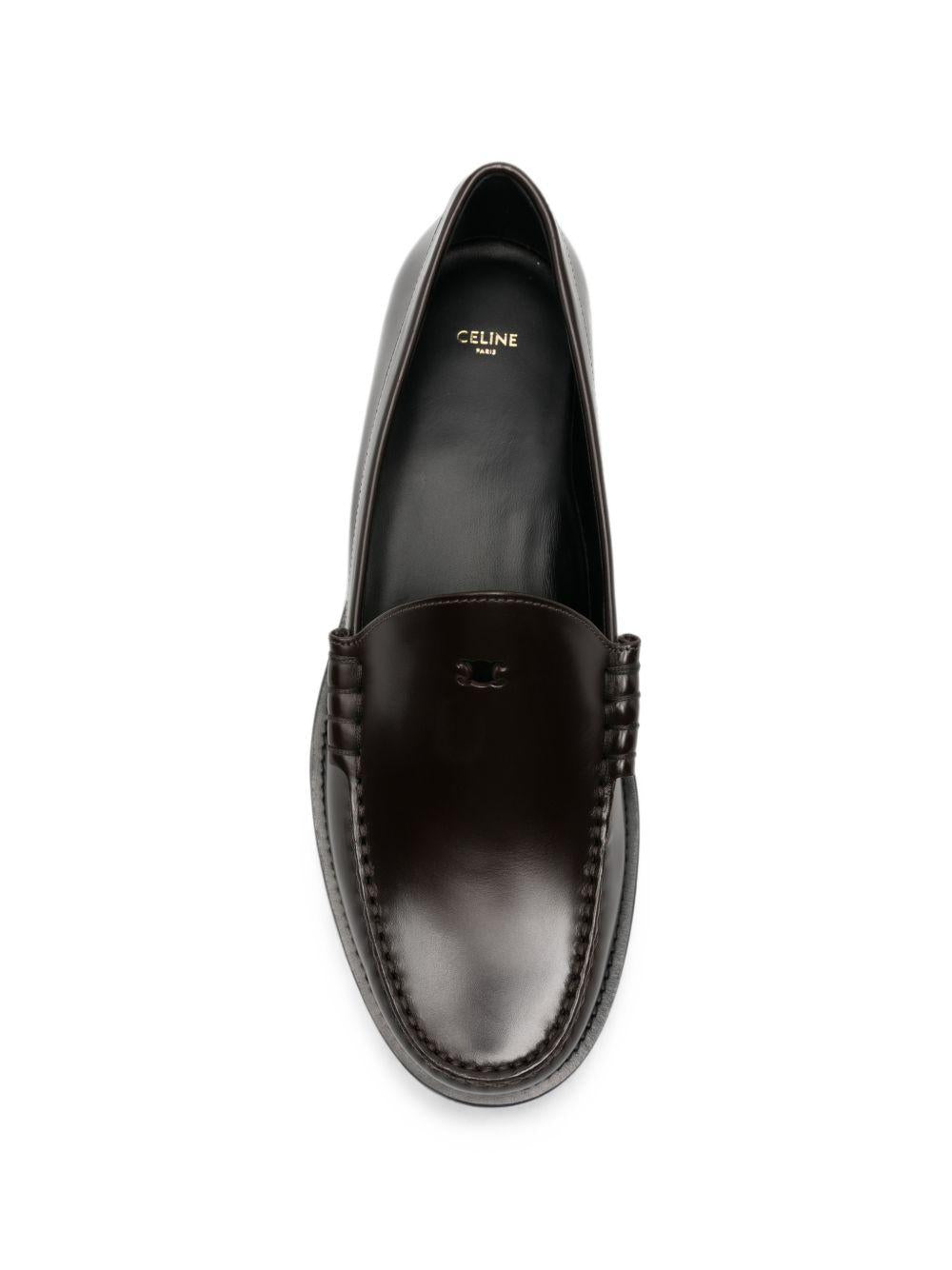 CELINE Black Leather Loafers Men’s Classic Penny Shoes