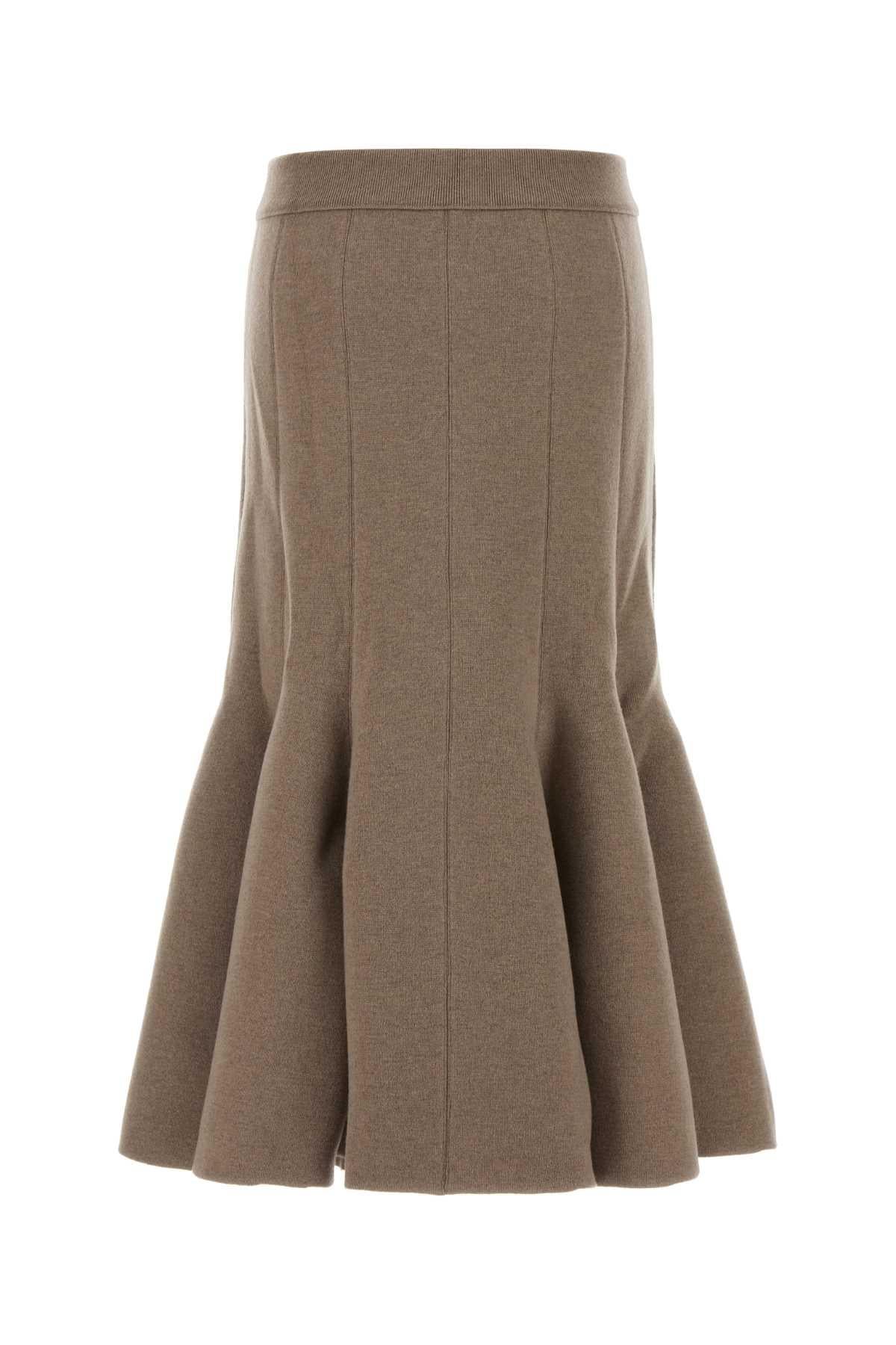 Bottega Veneta Beige Wool Long Midi Skirt