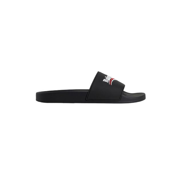 BALENCIAGA Political Logo Black Men’s Slide Sandals