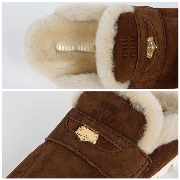 Miu Miu Suede Penny Loafer Mule Slippers 5D058E Z0G F0324