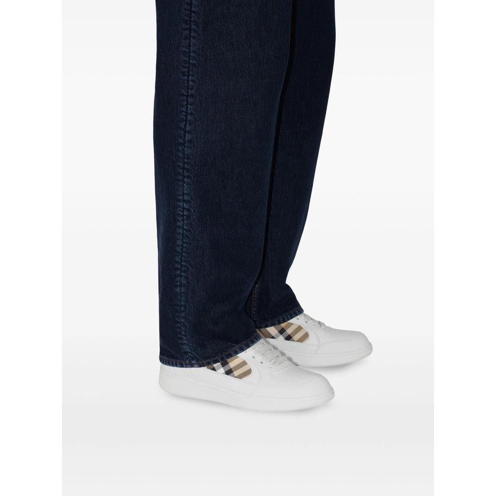 BURBERRY Beige Leather Low-Top Sneakers