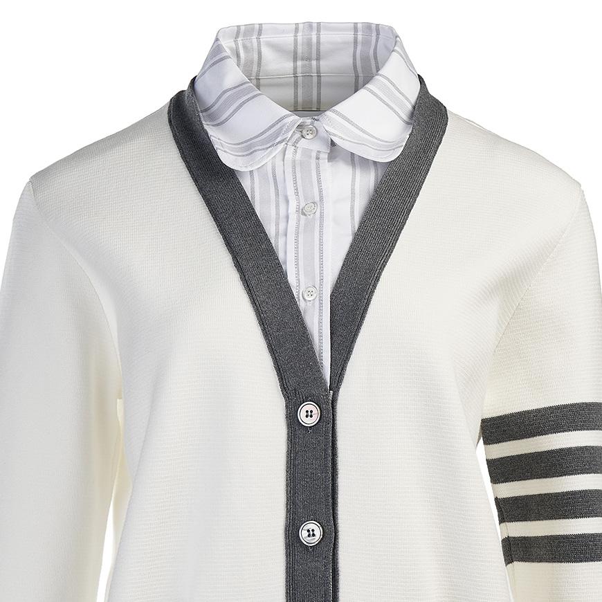 THOM BROWNE Women's 4-Bar Stripe Oxford Shirt Cardigan FKC534A Y3007 100