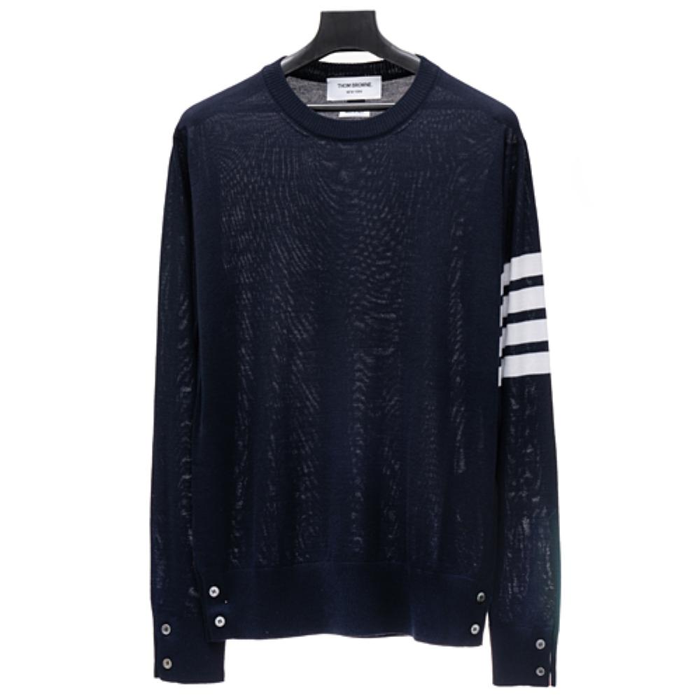 THOM BROWNE Classic Merino Wool Crewneck Pullover Knit Sweater