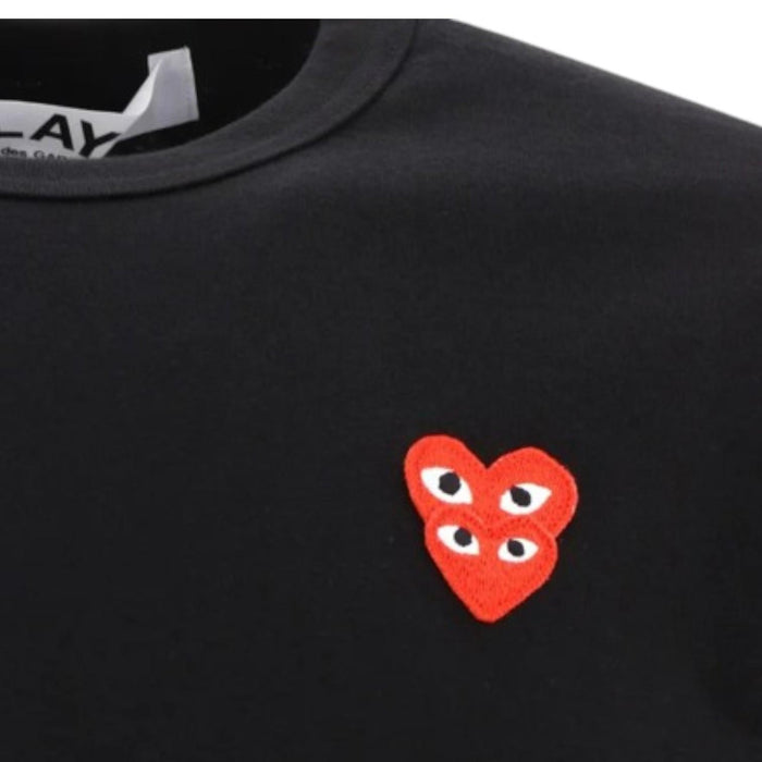 Comme des Garcons Double Heart Unisex Short Sleeve T-Shirt Black White