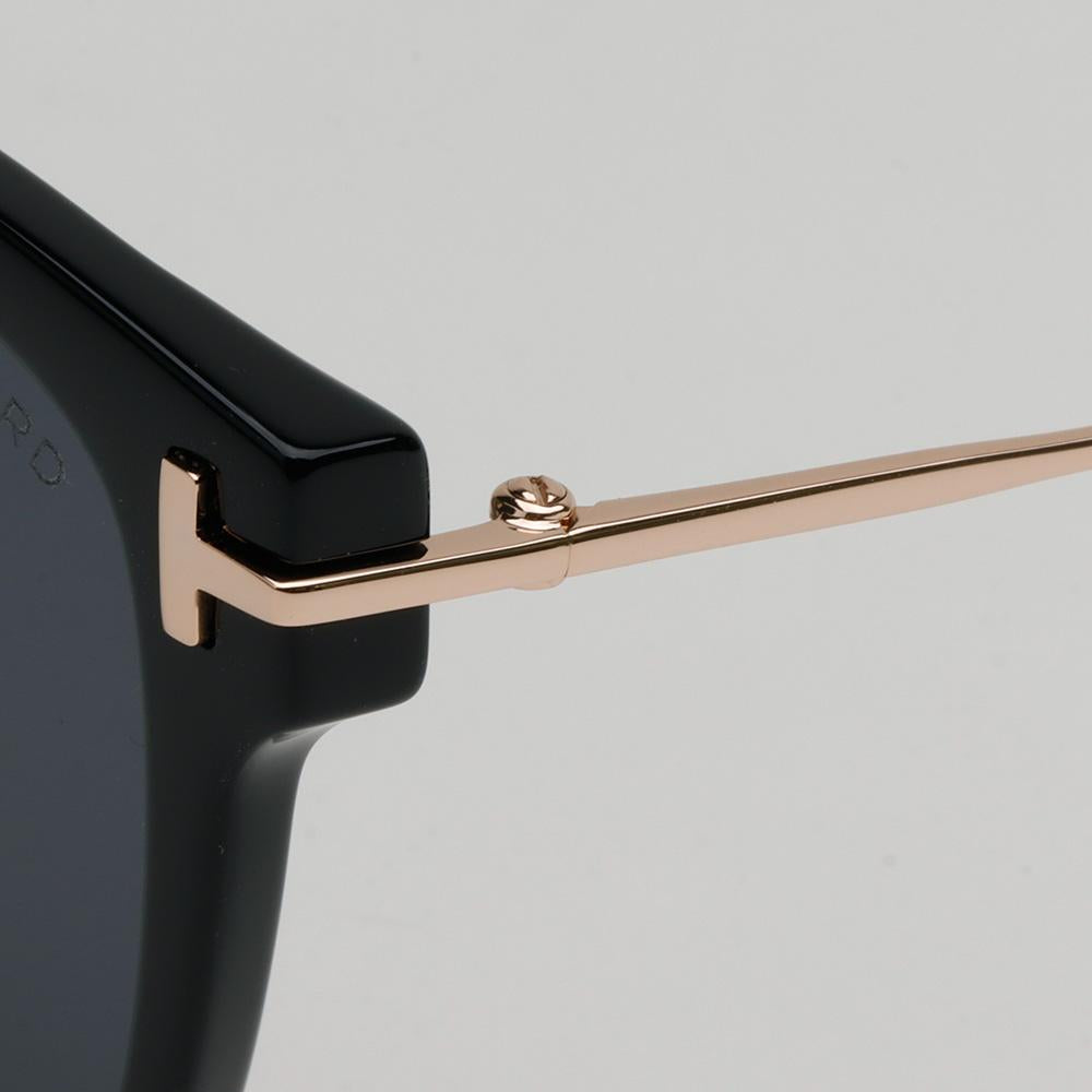 TOM FORD Black Round Acetate Oversized Asian Fit Sunglasses TF1142K 01A