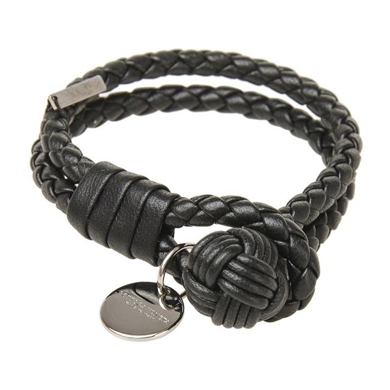 Bottega Veneta Intrecciato Nappa Leather Bracelet Black