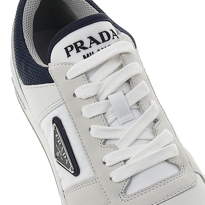PRADA Men’s Downtown Low-Top Sneakers White Leather