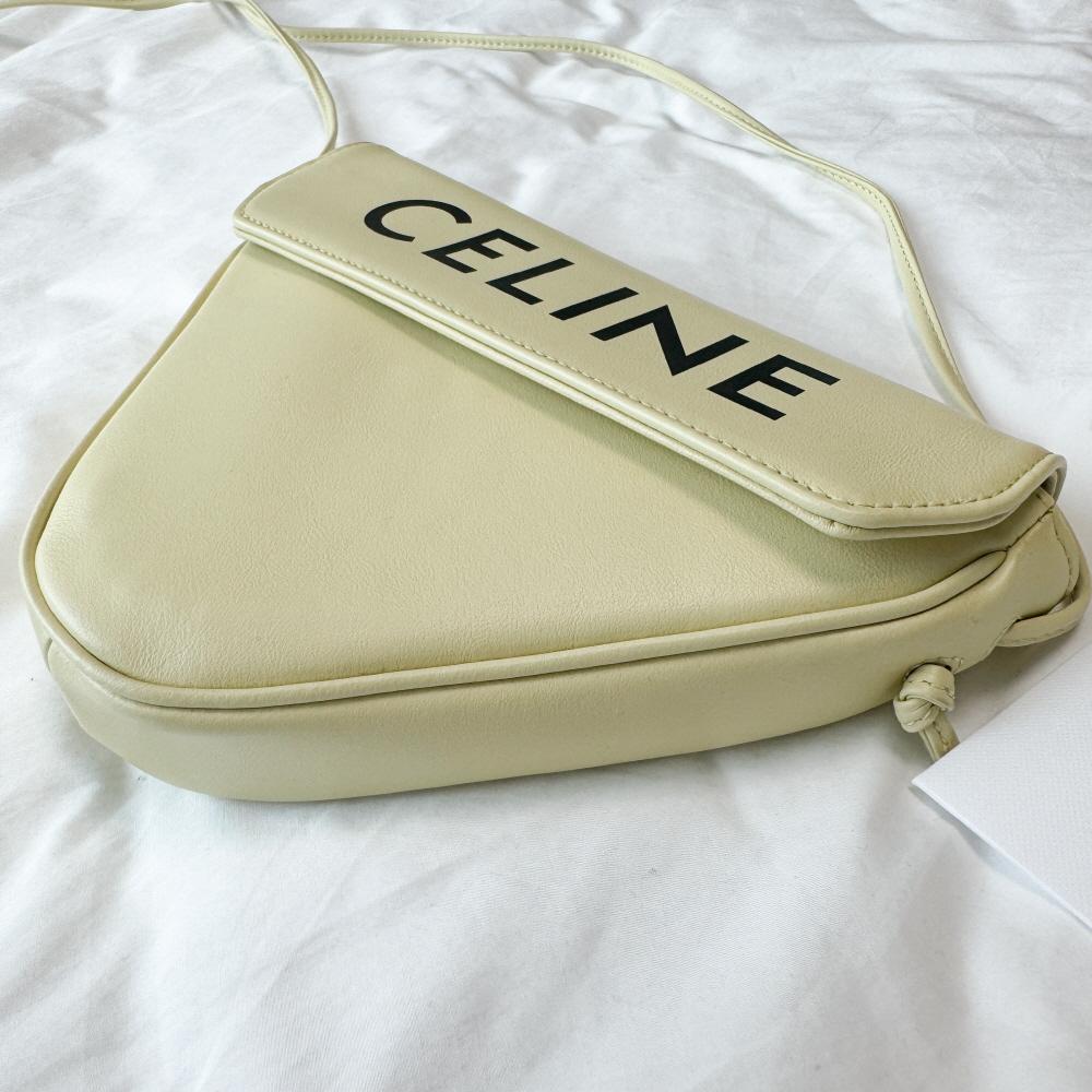 CELINE Printed Triangle Crossbody Bag Pale Yellow 195903DCS