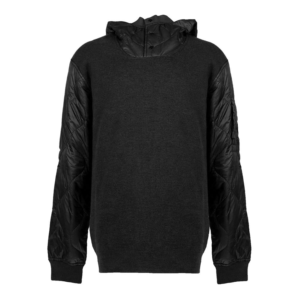 CP Company Half-Button Quilted Hoodie Sweatshirt for Men 19CMKN063A 006390M 999