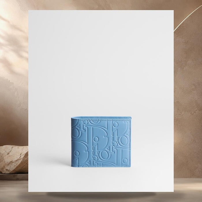 DIOR Light Blue Gravity Smooth Leather Bifold Wallet 2ESBH096GVMH522